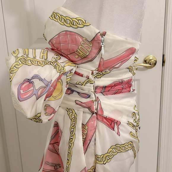 Moschino Couture! Silk Barbie Purse & Sunglass Printed Bustier Dress NWT Size 6 - Picture 11 of 16